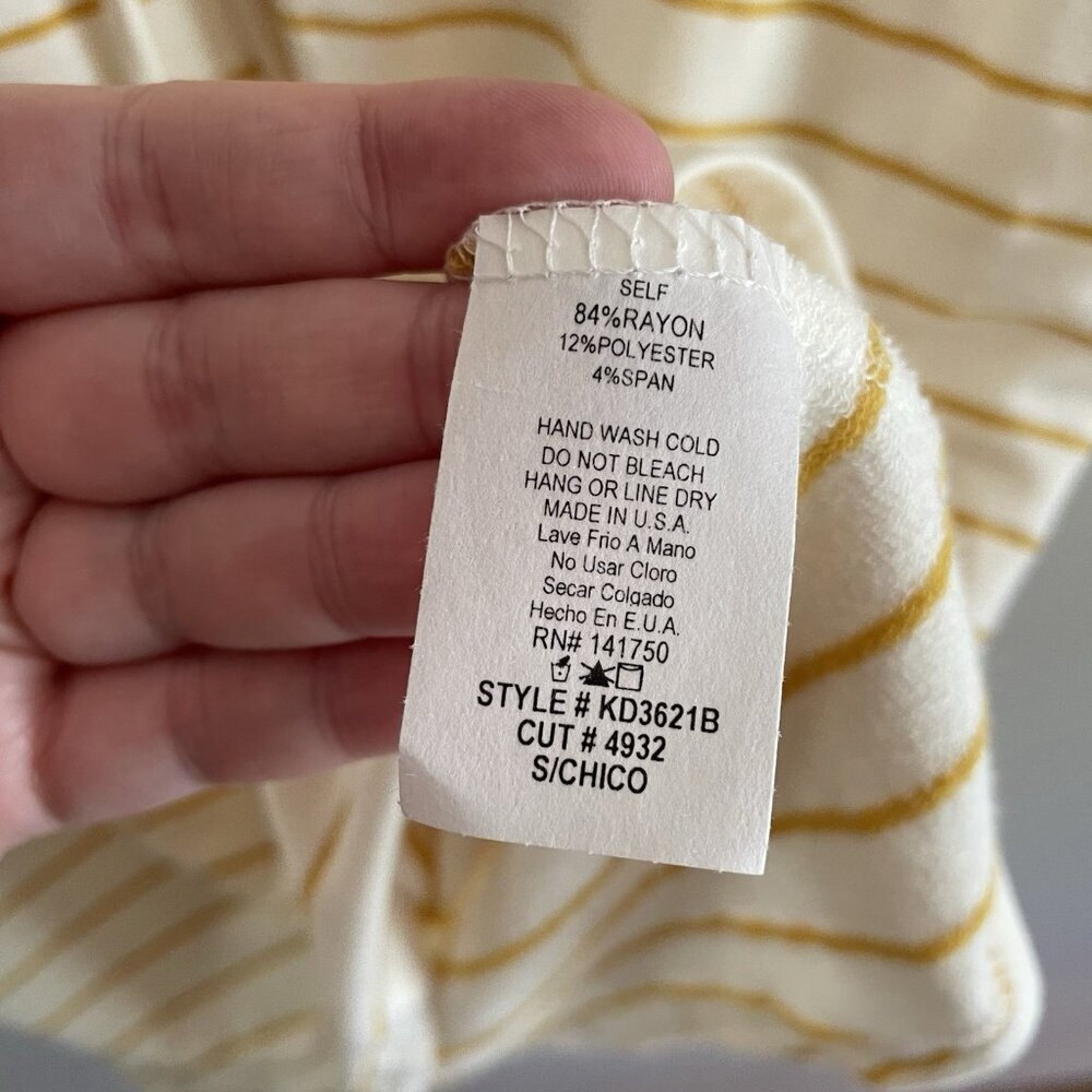 Betsey's Boutique Shop Women S White/Yellow Striped Drawstring Waist Dress NWT - Picture 10 of 11
